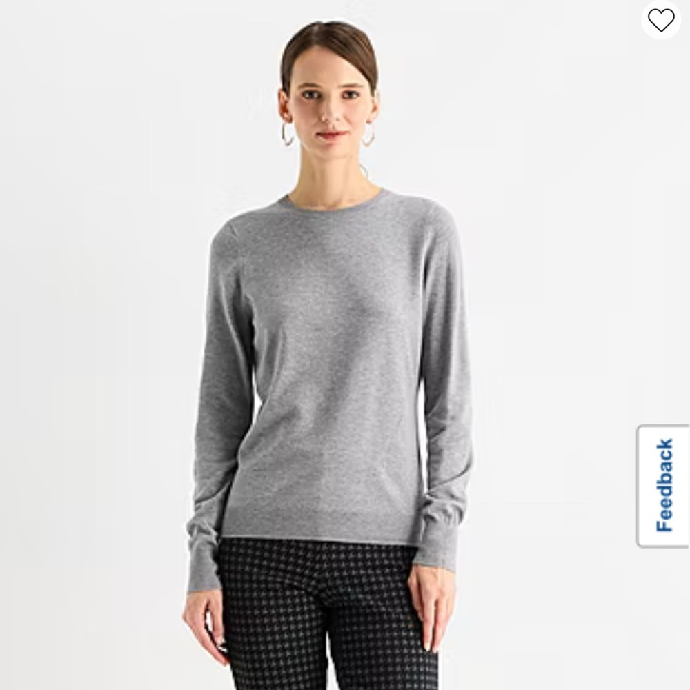 Worthington Women's Light Gray Crew Neck Sweater